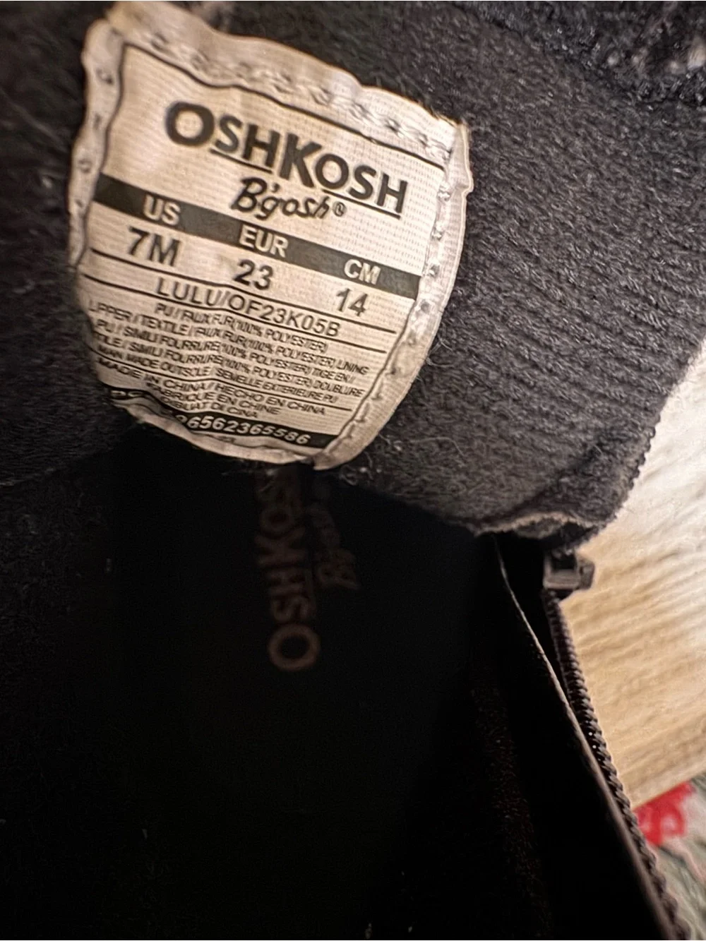 OshKosh B'gosh Black Patent Lace-Up Boots with Pink Laces